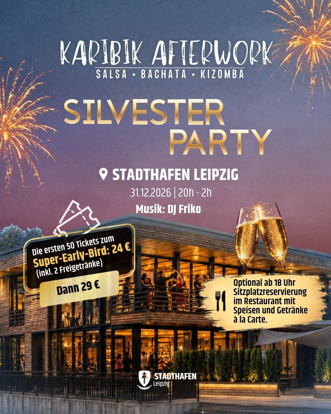 Karibik Afterwork Silvesterparty 31. Dezember 2026 – Stadthafen Leipzig